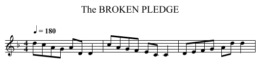 BROKEN PLEDGE, The - staff notation