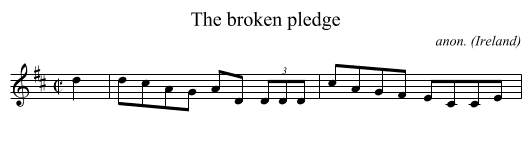 broken pledge, The  - staff notation