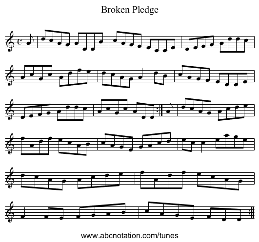 Broken Pledge - staff notation