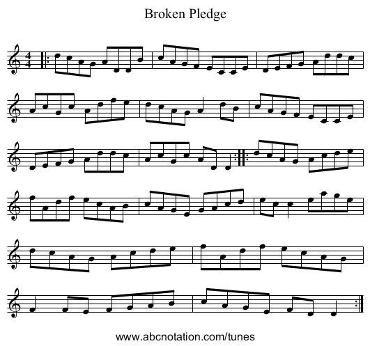 Broken Pledge - staff notation