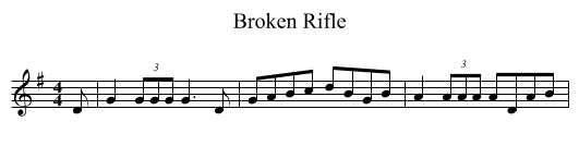Broken Rifle - staff notation