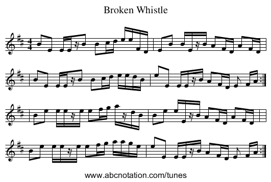 Broken Whistle - staff notation