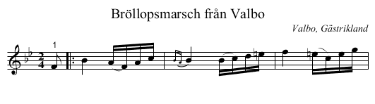 Bröllopsmarsch från Valbo - staff notation