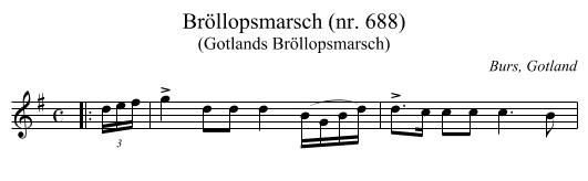 Bröllopsmarsch (nr. 688) - staff notation