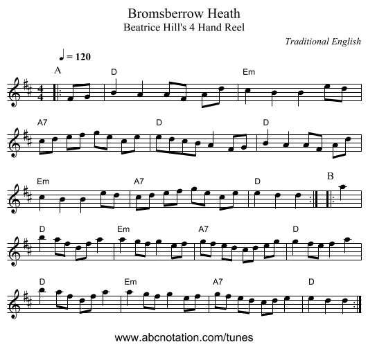Bromsberrow Heath - staff notation