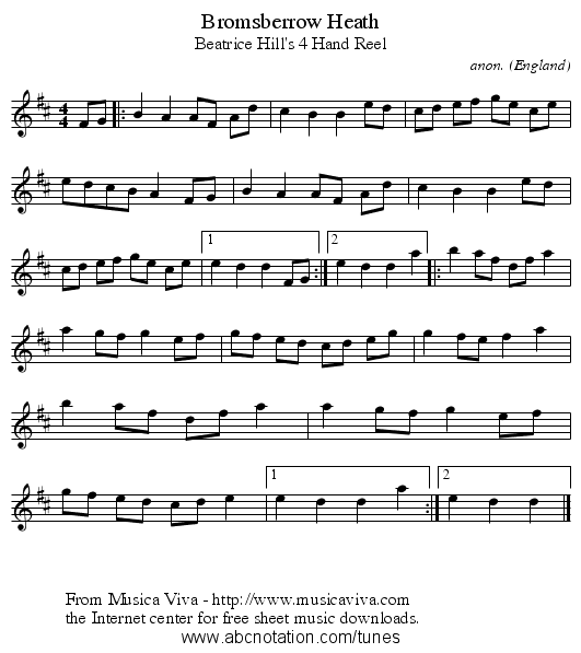 Bromsberrow Heath - staff notation