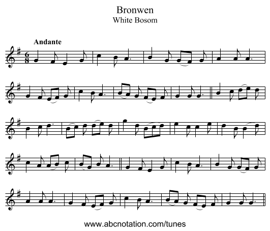 Bronwen - staff notation