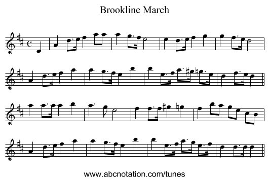 Brookline March - staff notation