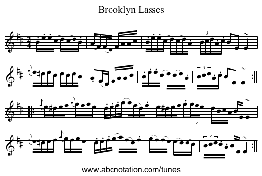 Brooklyn Lasses - staff notation