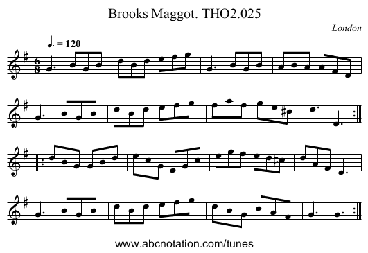 Brooks Maggot. THO2.025 - staff notation