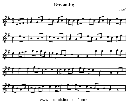 Broom Jig - staff notation