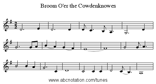 Broom O'er the Cowdenknowes - staff notation