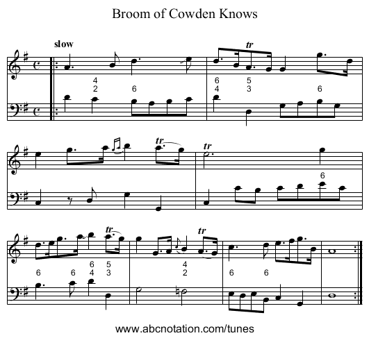 Broom of Cowden Knows - staff notation