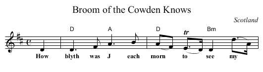 Broom of the Cowden Knows - staff notation