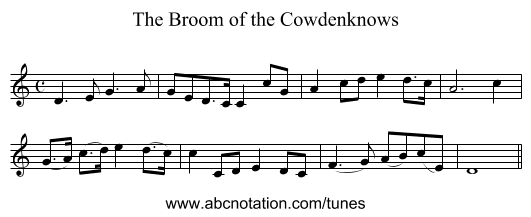 Broom of the Cowdenknows, The - staff notation