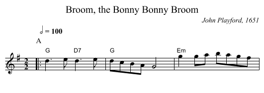 Broom, the Bonny Bonny Broom - staff notation