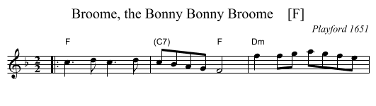 Broome, the Bonny Bonny Broome    [F] - staff notation