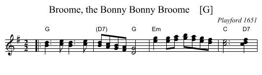 Broome, the Bonny Bonny Broome    [G] - staff notation