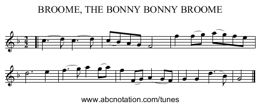 BROOME, THE BONNY BONNY BROOME - staff notation