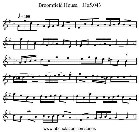 Broomfield House.   JJo5.043 - staff notation