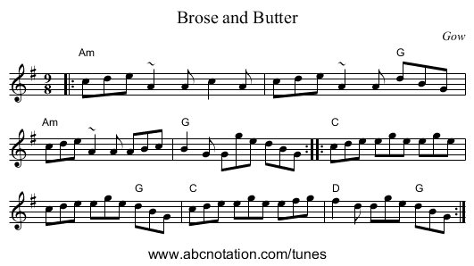 Brose and Butter - staff notation