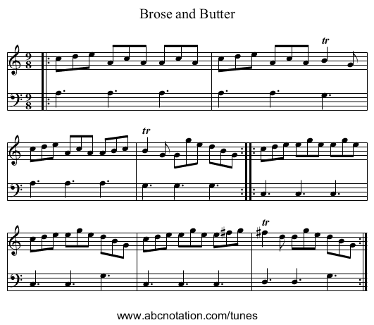 Brose and Butter - staff notation