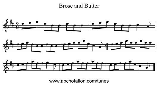 Brose and Butter - staff notation