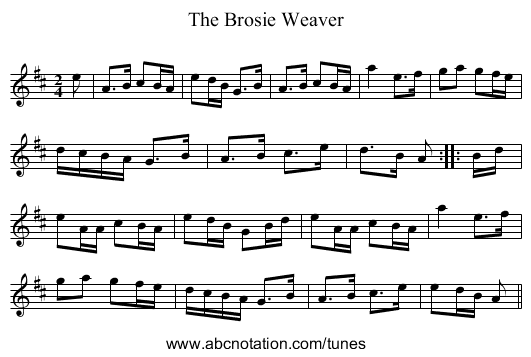 Brosie Weaver, The - staff notation