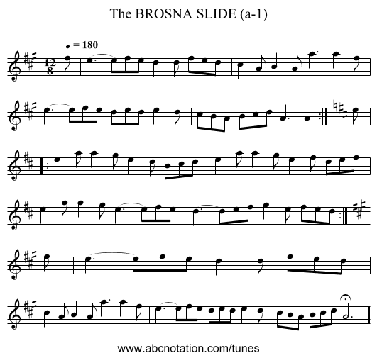 BROSNA SLIDE (a-1), The - staff notation