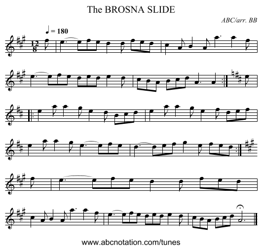 BROSNA SLIDE, The - staff notation