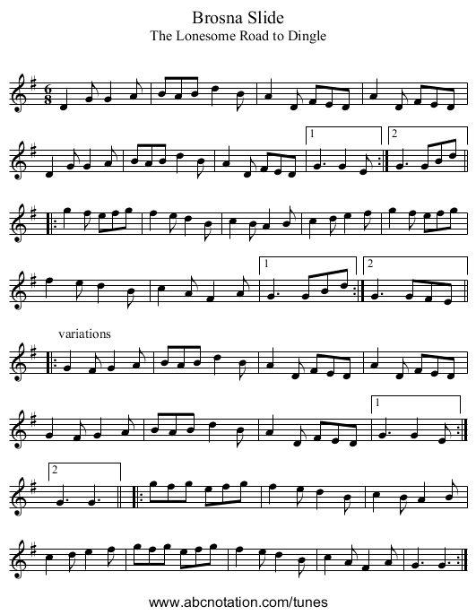 Brosna Slide - staff notation