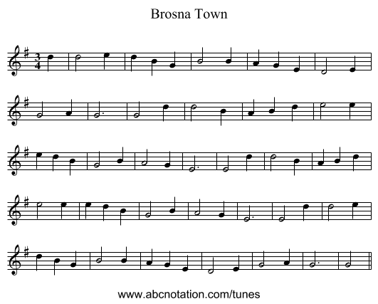 Brosna Town - staff notation
