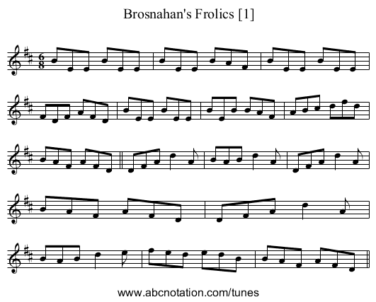 Brosnahan's Frolics [1] - staff notation