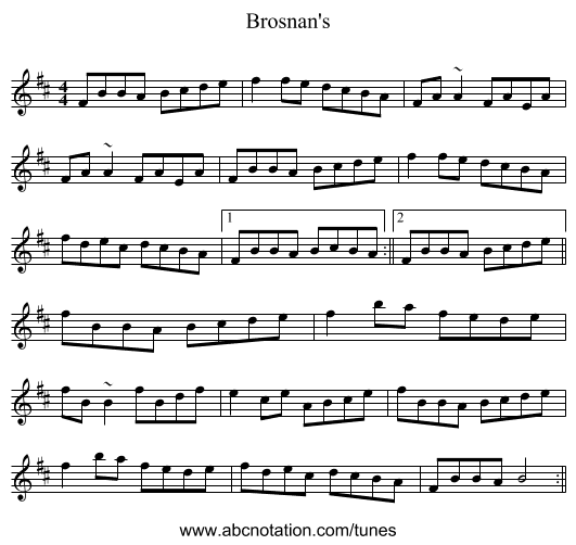 Brosnan's - staff notation