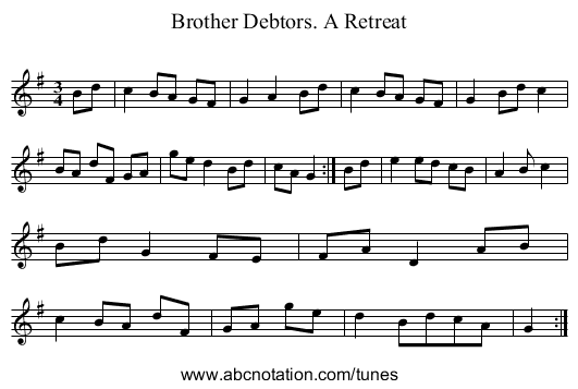 Brother Debtors. A Retreat - staff notation