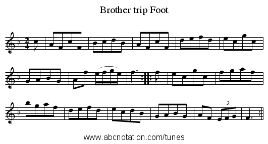 Brother trip Foot - staff notation