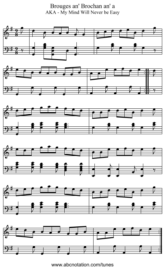 Brouges an' Brochan an' a - staff notation