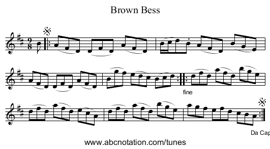 Brown Bess - staff notation