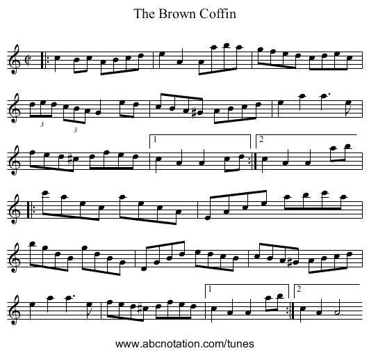 Brown Coffin, The - staff notation