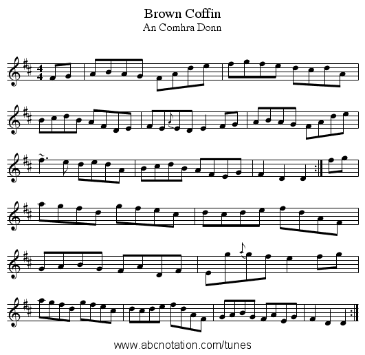 Brown Coffin - staff notation