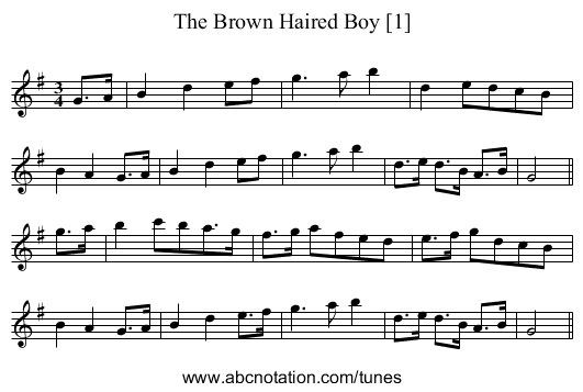 Brown Haired Boy [1], The - staff notation