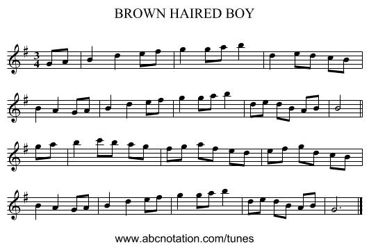 BROWN HAIRED BOY - staff notation
