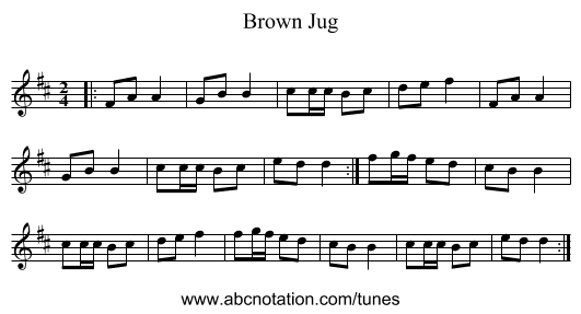 Brown Jug - staff notation