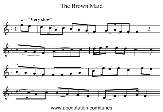 Brown Maid, The - staff notation