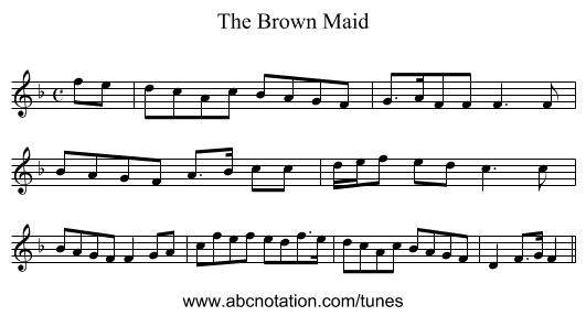 Brown Maid, The - staff notation