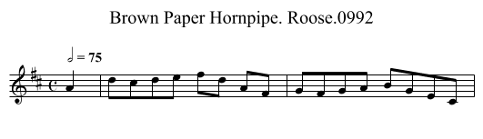 Brown Paper Hornpipe. Roose.0992 - staff notation