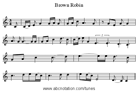 Brown Robin - staff notation