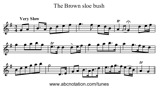 Brown sloe bush, The - staff notation
