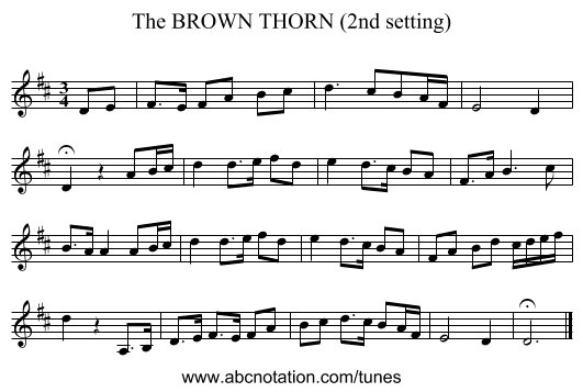 BROWN THORN (2nd setting), The - staff notation