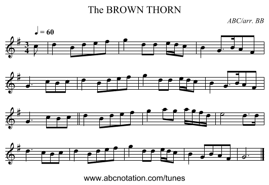BROWN THORN, The - staff notation